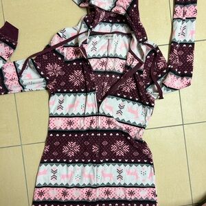 Ardene Pink and Brown Patterned Pajama Onesie
